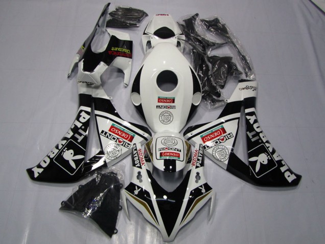 2008-2011 Honda CBR1000RR Motorcycle Fairings - White Glossy Black DENSO Playboy