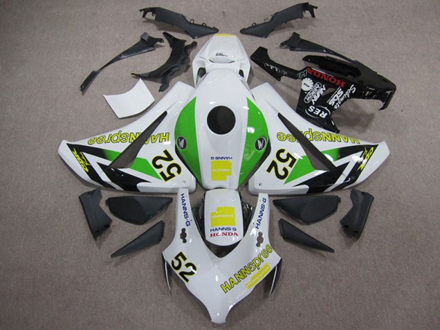 2008-2011 Honda CBR1000RR Motorcycle Fairings - White Green Yellow Glossy Black Hannspree 52