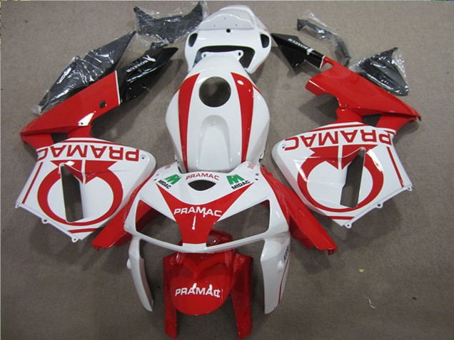 2005-2006 Honda CBR600RR Motorcycle Fairings - White Red Black Pramac