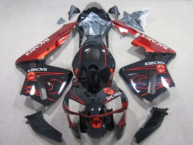 2005-2006 Honda CBR600RR Motorcycle Fairings - Glossy Black Red BACARDI