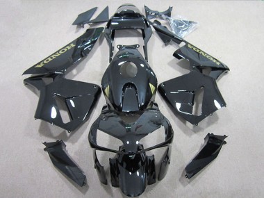2005-2006 Honda CBR600RR Motorcycle Fairings - Glossy Black Gold Decal