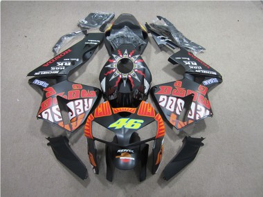 2005-2006 Honda CBR600RR Motorcycle Fairings - Matte Black Valentino Rossi Repsol 46