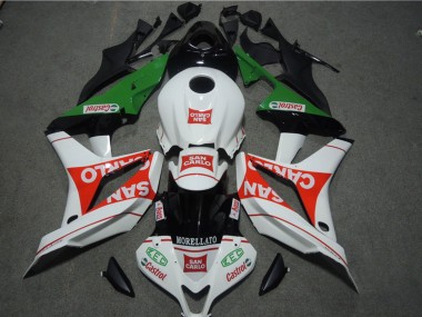 2007-2008 Honda CBR600RR Motorcycle Fairings - White Red Green San Carlo