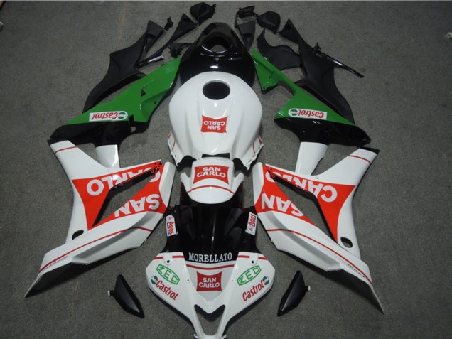 2007-2008 Honda CBR600RR Motorcycle Fairings - White Red Green San Carlo