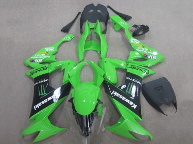2008-2010 Kawasaki ZX10R Motorcycle Fairings - Green Black Monster Energy Elf Dunlop
