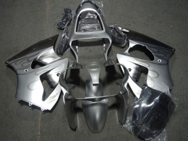 2000-2002 Kawasaki ZX6R Motorcycle Fairings - Silver Grey Flame
