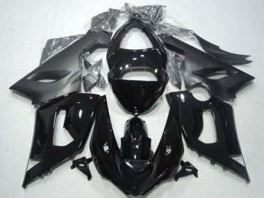 2005-2006 Kawasaki ZX6R Motorcycle Fairings - Glossy Black Matte Black