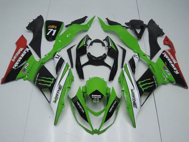 2013-2018 Kawasaki ZX6R Motorcycle Fairings - Green White Black Red Monster