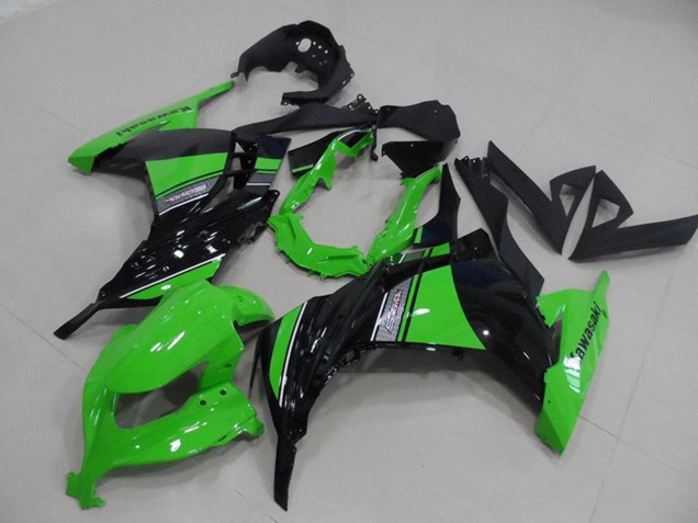 2013-2018 Kawasaki ZX300R Motorcycle Fairings - Green Glossy Black
