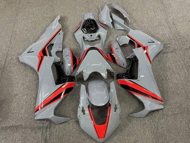 2017-2023 Honda CBR1000RR Motorcycle Fairings - Nardo Grey with Red Stripe