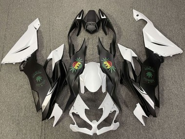 2019-2022 Kawasaki ZX6R Motorcycle Fairings - White Black Happy Face