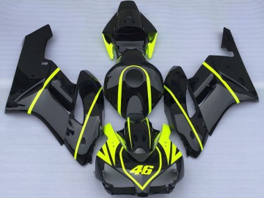 2004-2005 Honda CBR1000RR Motorcycle Fairings - Glossy Black High Viz Yellow 46