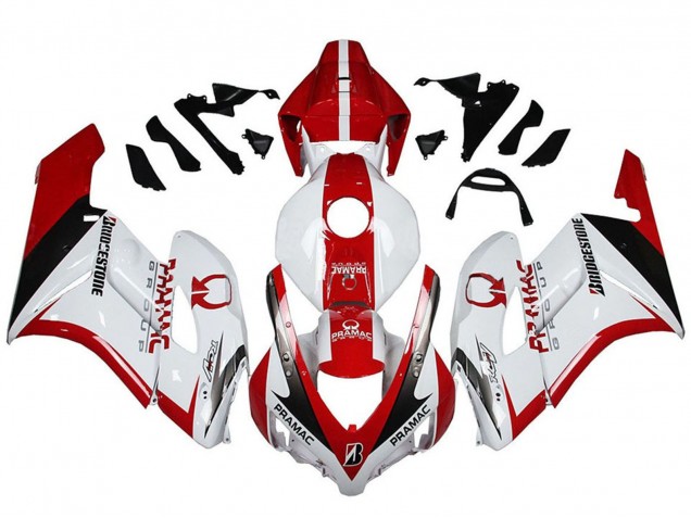 2004-2005 Honda CBR1000RR Motorcycle Fairings - White Red Glossy Black Pramac Bridgestone