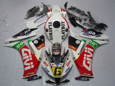 2012-2016 Honda CBR1000RR Motorcycle Fairings - White Red Green Givi PlayBoy