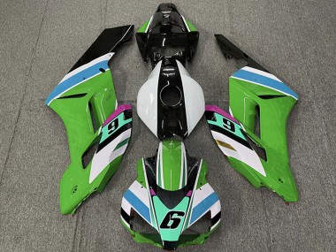 2004-2005 Honda CBR1000RR Motorcycle Fairings - White Green Blue Glossy Black 6
