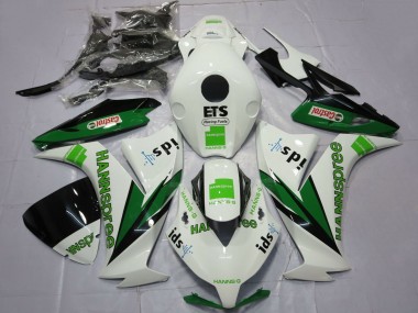 2012-2016 Honda CBR1000RR Motorcycle Fairings - White Green Glossy Black Hannspree Castrol