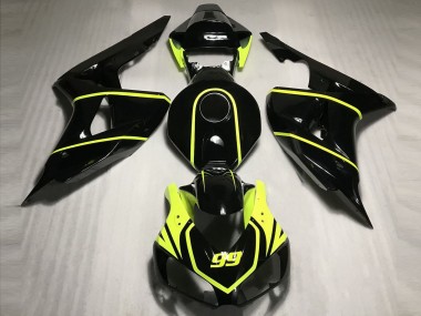 2006-2007 Honda CBR1000RR Motorcycle Fairings - Glossy Black High Viz Yellow 99