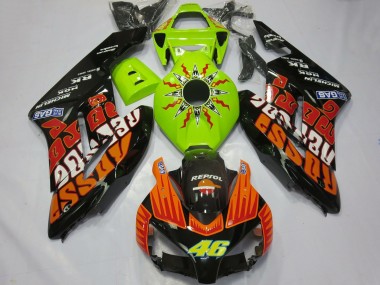 2004-2005 Honda CBR1000RR Motorcycle Fairings - Lime Green Orange Glossy Black Rossi 46