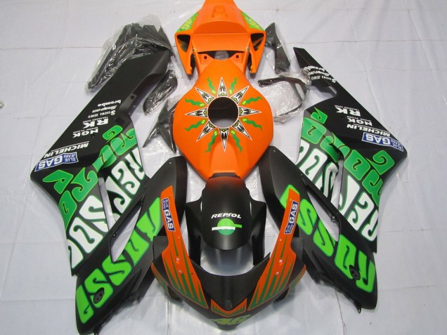 2004-2005 Honda CBR1000RR Motorcycle Fairings - Orange Green Matte Black Rossi