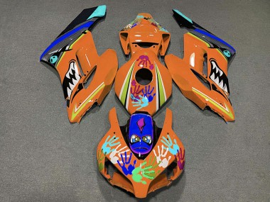 2004-2005 Honda CBR1000RR Motorcycle Fairings - Orange Blue Black Shark