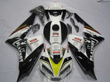 2006-2007 Honda CBR1000RR Motorcycle Fairings - White Yellow Red Glossy Black Denso PlayBoy