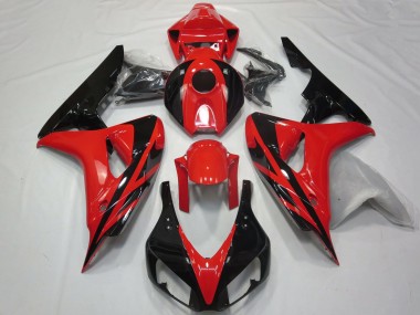 2006-2007 Honda CBR1000RR Motorcycle Fairings - Red Glossy Black OEM Style No Decals