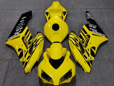 2004-2005 Honda CBR1000RR Motorcycle Fairings - Yellow Glossy Black Flame