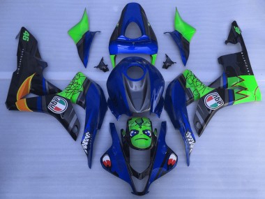 2007-2008 Honda CBR600RR Motorcycle Fairings - Blue Green Glossy Black Shark
