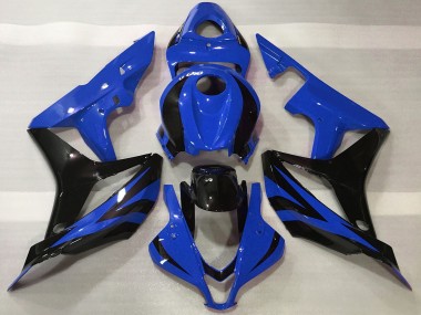 2007-2008 Honda CBR600RR Motorcycle Fairings - Blue Glossy Black OEM Style
