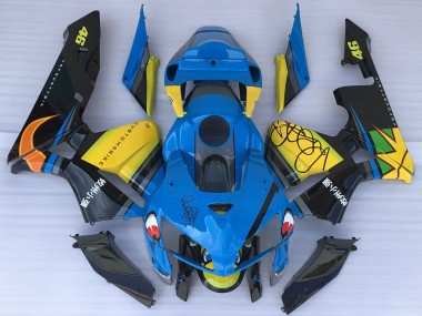 2005-2006 Honda CBR600RR Motorcycle Fairings - Blue Yellow Black Shark
