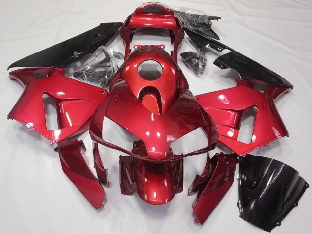 2003-2004 Honda CBR600RR Motorcycle Fairing Kits - Red Glossy Black