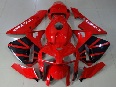 2005-2006 Honda CBR600RR Motorcycle Fairings - Glossy Red Black