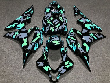 2007-2008 Honda CBR600RR Motorcycle Fairings - Green Grey Camouflage