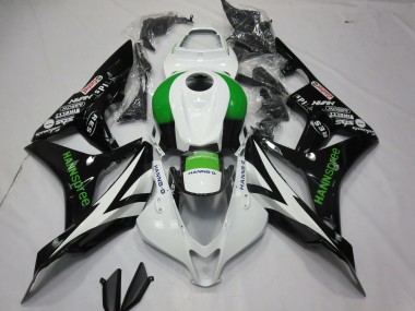 2007-2008 Honda CBR600RR Motorcycle Fairings - White Green Glossy Black Hannspree