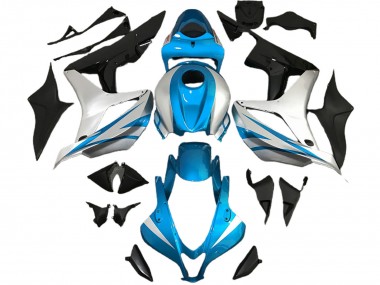 2007-2008 Honda CBR600RR Motorcycle Fairings - Silver Light Blue Glossy Black OEM Style