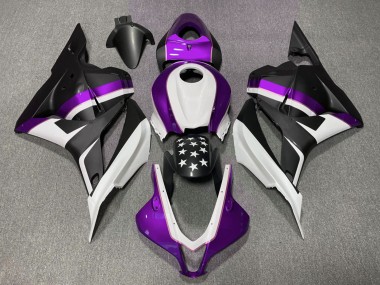 2009-2012 Honda CBR600RR Motorcycle Fairings - White Purple Matte Black Star