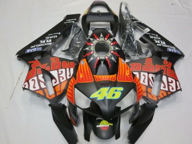 2003-2004 Honda CBR600RR Motorcycle Fairings - Matte Black Orange Yellow Rossi 46