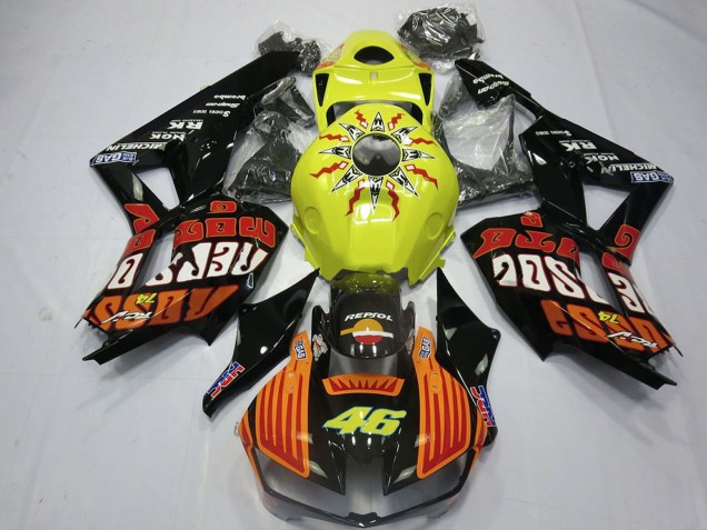 2013-2023 Honda CBR600RR Motorcycle Fairings - Yellow Orange Glossy Black Rossi 46