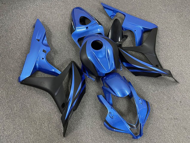 2007-2008 Honda CBR600RR Motorcycle Fairings - Blue Matte Black OEM Style