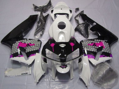 2005-2006 Honda CBR600RR Motorcycle Fairings - Pink Splatter on Glossy Black