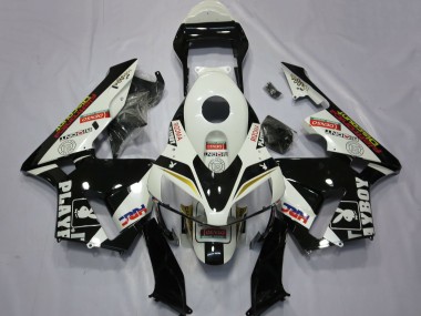 2003-2004 Honda CBR600RR Motorcycle Fairings - White Yellow Glossy Black HRC Playboy