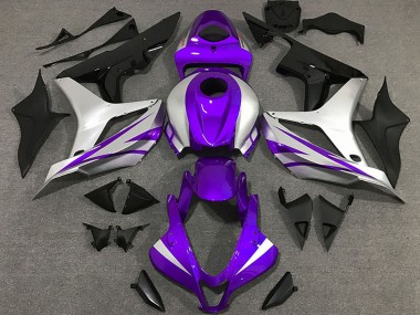 2007-2008 Honda CBR600RR Motorcycle Fairings - Silver Purple Glossy Black OEM Style