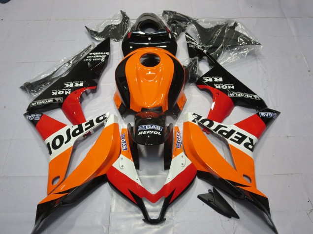2007-2008 Honda CBR600RR Motorcycle Fairing - Orange White Red Glossy Black Repsol