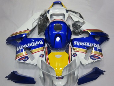 2005-2006 Honda CBR600RR Motorcycle Fairings - White Blue Yellow Rothmans