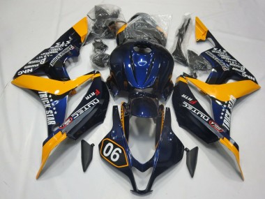 2007-2008 Honda CBR600RR Motorcycle Fairings - Orange Blue Glossy Black