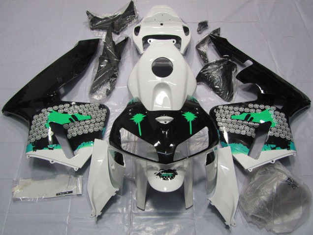 2005-2006 Honda CBR600RR Motorcycle Fairings - Turquoise Splatter on Glossy Black