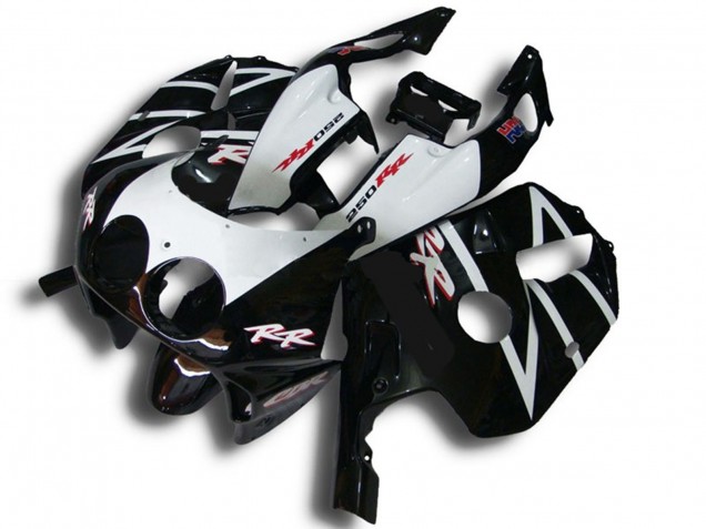 1990-1998 Honda CBR250RR Motorcycle Fairings - Glossy Black White RR