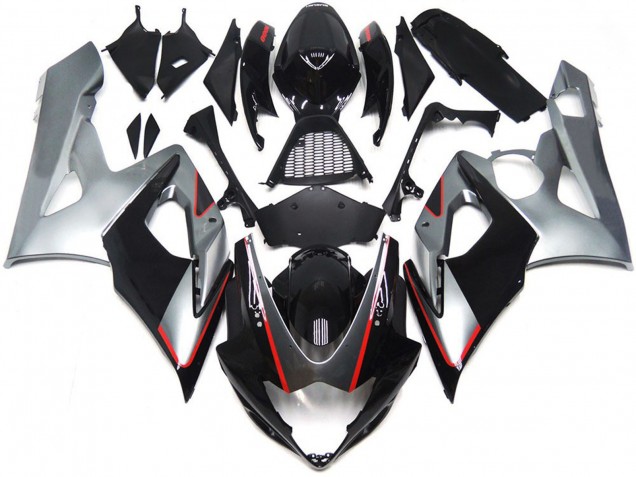2005-2006 Suzuki GSXR 1000 Motorcycle Fairings - Glossy Black Silver Red