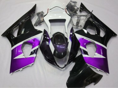 2003-2004 Suzuki GSXR 1000 Motorcycle Fairings - Purple White Glossy Black