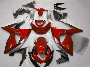 2009-2016 Suzuki GSXR 1000 Motorcycle Fairings - White Silver Red